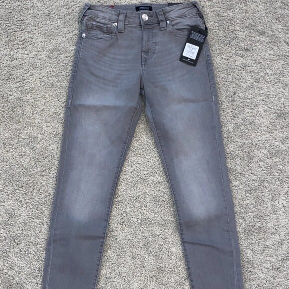True Religion Jennie Curvy Super Skinny Jeans Womens Size 26 Raw Hem Gray - Picture 4 of 9